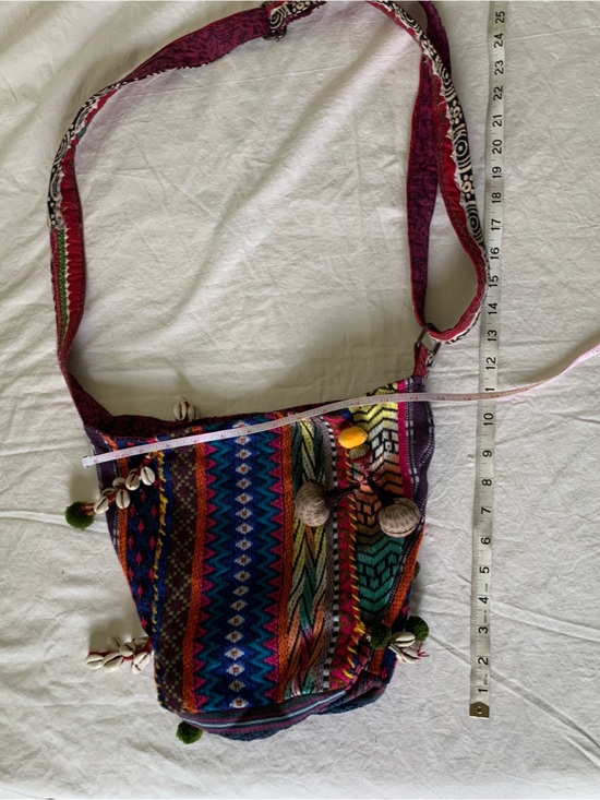 Free People Handbags - Free People Boho Multicolor Crossbody Bag with Pom & Shell Accents
